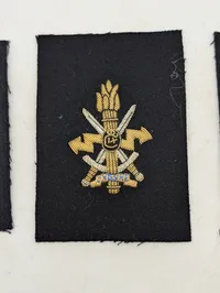 Tre danske militære stofmærker med broderede emblemer, til Selvskabsuniform 