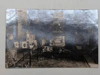 Antique Daguerreotype or Silvered Photographic Print of Interior Room Scene