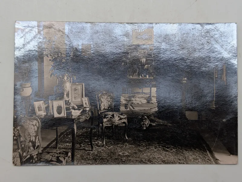 Antique Daguerreotype or Silvered Photographic Print of Interior Room Scene