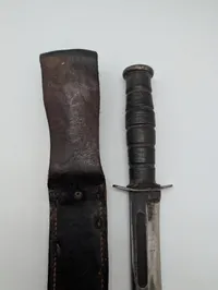 KA-BAR USMC Fighting Utility Knife with Leather Sheath WW2 