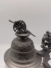 German Imperial Regimental Artillery Beer Stein with Cannon Finial