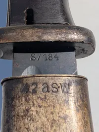 Tysk K98 Bajonet med skede, S/184 og 42 asw mærkninger