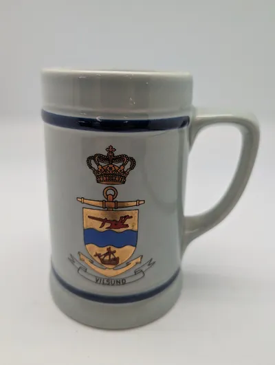 Danish Royal Navy Vilsund Ceramic Beer Stein with Crest