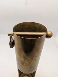Vintage Brass Trench Art Shell Casing Liquor Decanter Holder with Padlock