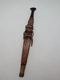 Antique North African Tuareg Telek Dagger with Leather Sheath