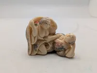 Antik JAPANESE HAND CARVED EROTIC NETSUKE FIGURES EDO / MEIJI PERIODE 