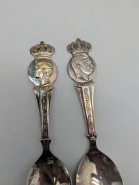Danish Silver Commemorative Souvenir Spoons, King Christian X & Queen Alexandrine