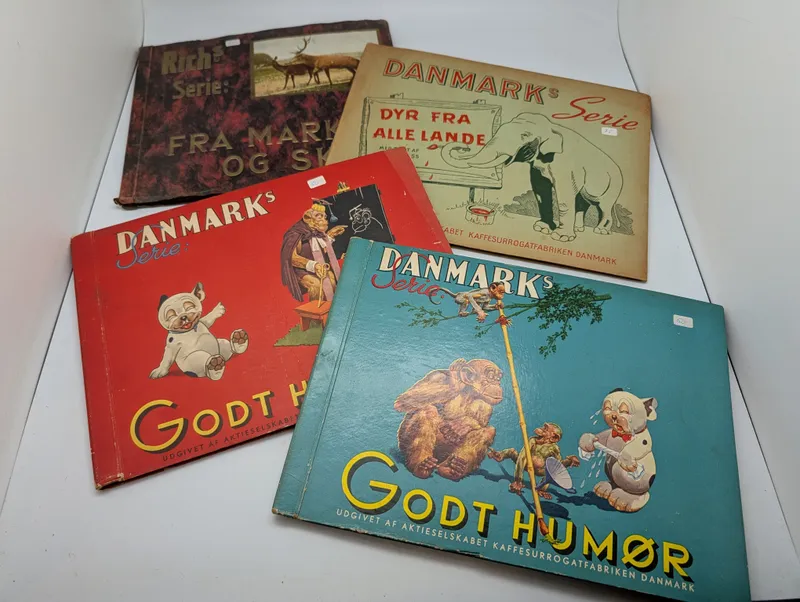 Collection of Four Vintage Danish Rich's and Danmark's Serie Picture Albums