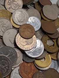 Jamesons Chocolates Tin with Assorted International Coin Collection