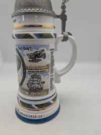 Tysk Militær Reservist Ølkrus med Zeppelin-låg, 1912-13 Tondern (Tønder) 