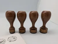 Set of Four Vintage Danish Coin Rubber Stamps with Wooden Handles