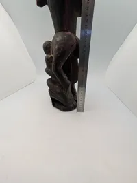 West African Hand-Carved Dark Wood Fertility Figure
