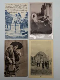 Set of Four Early 20th Century European Postcards, 1914-1915