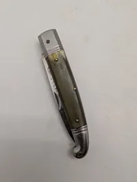Vintage Rostfrei Lommekniv med Hornskæfte og Graveret Klinge