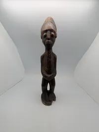 Hand-Carved African Tribal Standing Male Figure in Dark Wood