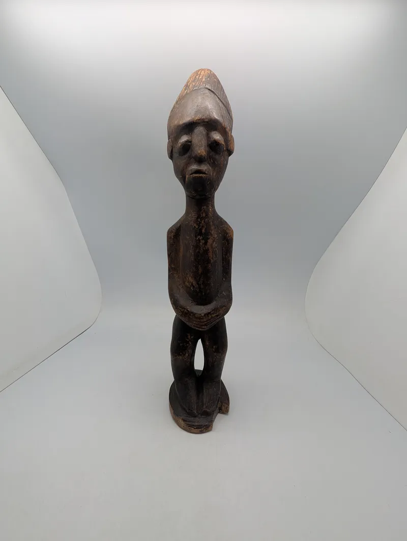 Hand-Carved African Tribal Standing Male Figure in Dark Wood