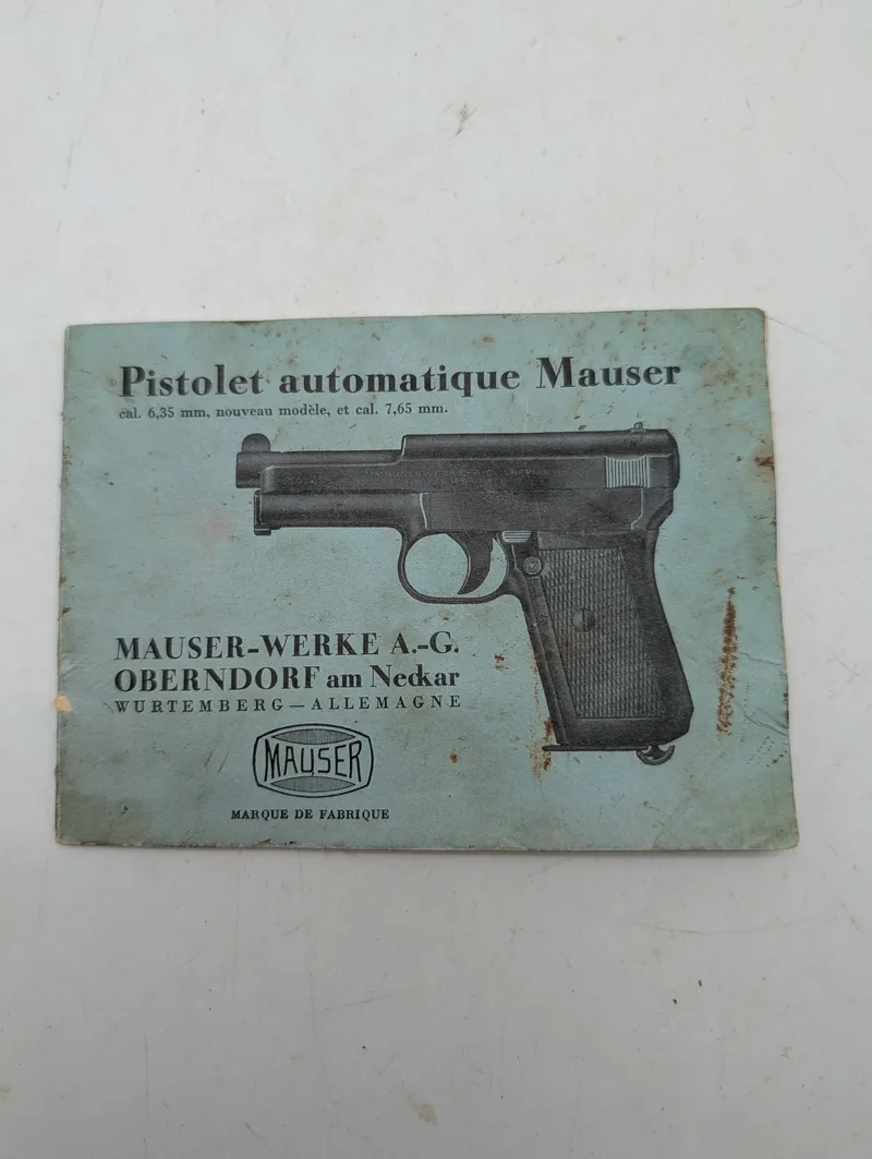 Mauser Pistolet Automatique Instruktionsmanual WW2