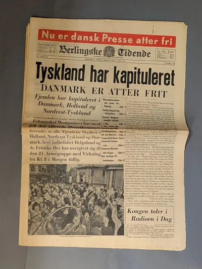 Berlingske Tidende avis fra 5. maj 1945, Danmarks befrielse