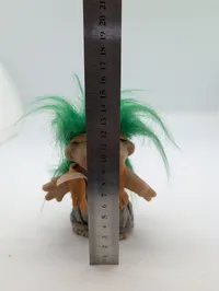 Vintage Russ Berrie Hippie Troll Doll with Green Hair and Peace Sign Vest