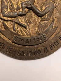 Danish Liberation Commemorative Bronze Medal pin , May 5 1945