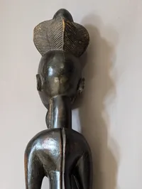 Hand-Carved African Baule Male Ancestor Figure in Dark Hardwood