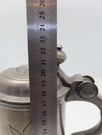 Antique 1813 Engraved Pewter Lidded Stein with Floral Motifs