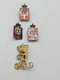 Danish King Christian X 70th Birthday Emblems ( Kongemærker ) and Royal Monogram Pin