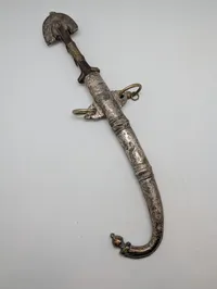 Antique Omani Khanjar Dagger with Silver Filigree Scabbard