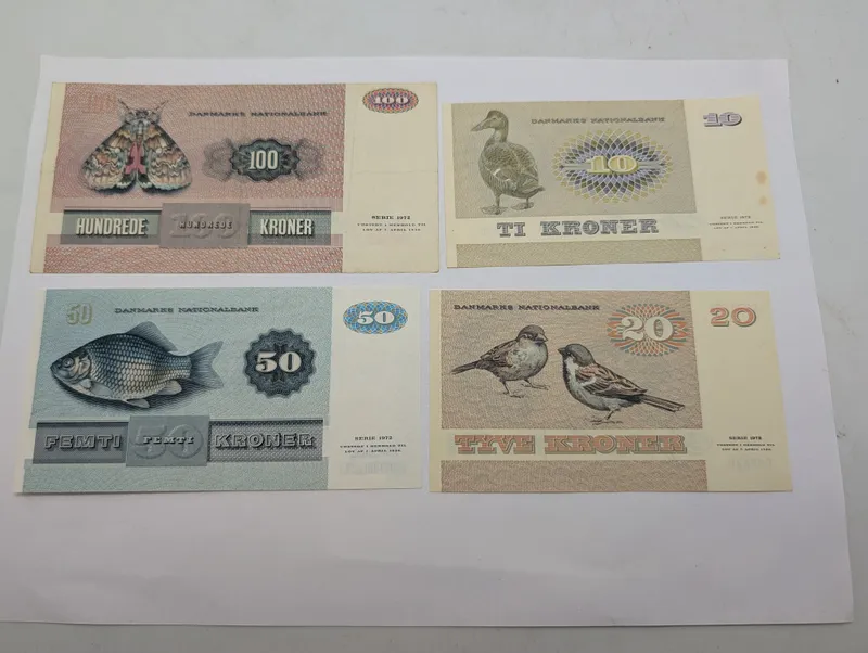 Danmarks Nationalbank, Serie 1972, sæt med 10, 20, 50 og 100 kroner