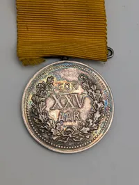 Danish Fire  Silver 25 Years Long Service Medal with Yellow Ribbon