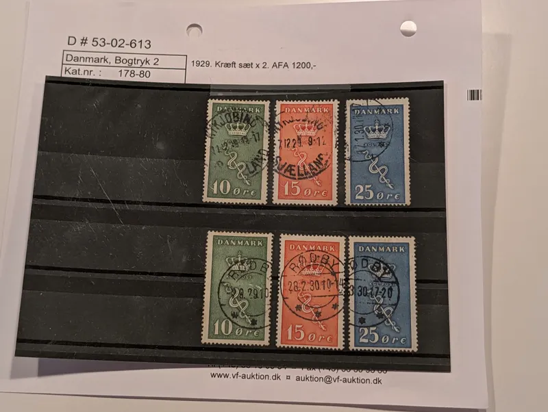 Danmark 1929 Kræftsagen komplet sæt x 2 (AFA 178-180)