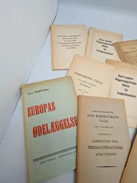 Samling af 9 danske nazistiske propaganda-pamfletter fra 2. verdenskrig