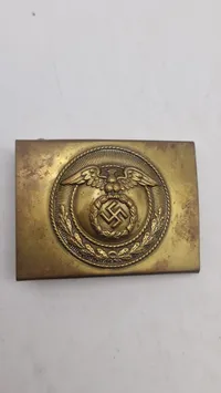 WWII German NSDAP Political  Belt Buckle — Brass, Eagle & Swastika