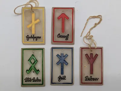 Set of Five Vintage Resin Norse Rune Tysk WHW WW2