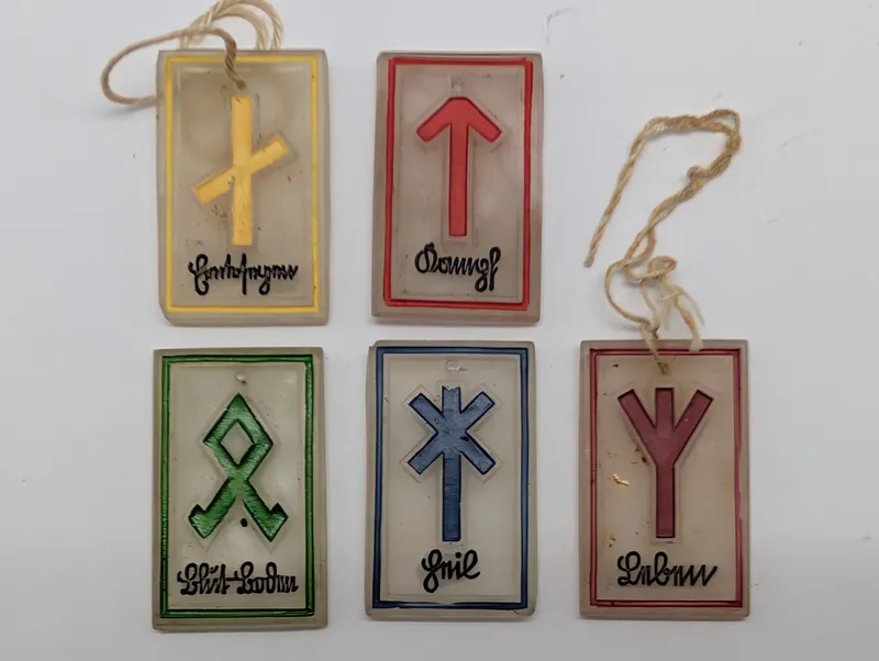 Set of Five Vintage Resin Norse Rune Tysk WHW WW2