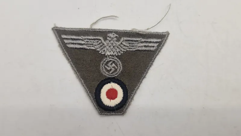 WWII German Army M43 Cap Trapezoid Insignia — BeVo Weave Eagle and Cockade