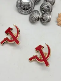 Samling af militære emblemer, knapper og mærker