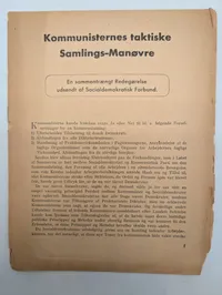 Socialdemokratisk Forbund: Kommunisternes taktiske Samlings-Manøvre