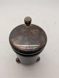 Antique Silver-Plated Miniature Lidded Tankard with Acorn Finial