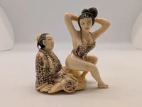 Antik JAPANESE HAND CARVED EROTIC NETSUKE FIGURES EDO / MEIJI PERIODE