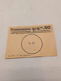Prämienschein fra Koncentrationslejren Neuengamme, RM 0,50