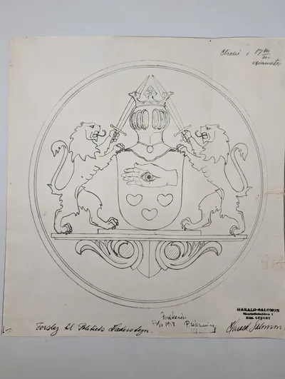 Harald Salomon: Original tegning til Politiets Hæderstegn, 1958