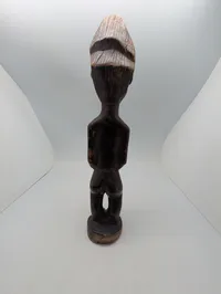 Hand-Carved African Tribal Standing Male Figure in Dark Wood