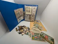 Samling af Verdensmønter og Sedler inklusiv Slesvig Plebiscit Notgeld