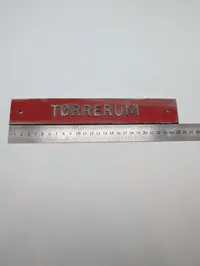 Vintage Kassene  skilt med teksten 'TØRRERUM'