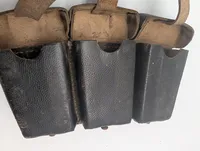 WWII German K98 Mauser Triple Ammunition Pouch, Black Pebbled Leather