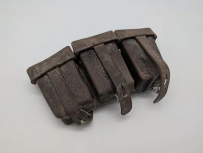 WWII German Mauser K98 Triple Leather Ammo Pouch