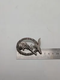 Tysk Luftwaffe Flak-mærke i sølvfinish, POSTWAR