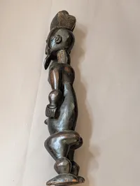 Hand-Carved African Baule Male Ancestor Figure in Dark Hardwood
