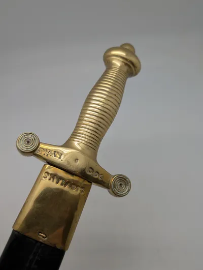 Dansk m1854 gravkors  Infantry Short Sword with Brass Hilt and Scabbard Mounts